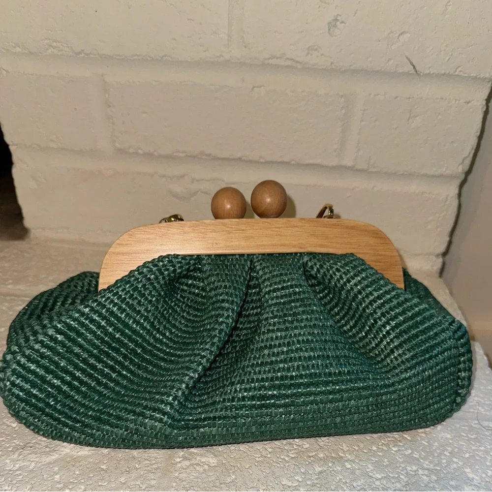 Green Clutch with Gold Chain
